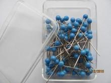 Špendlíky s plastovými hlavičkami 0,60x32mm 40ks modré; J631B-40phk
